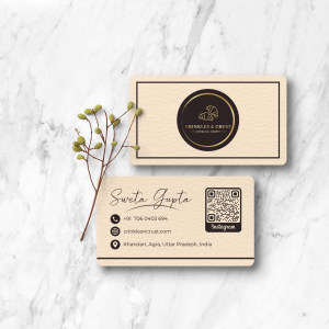 CNC visiting Card Beige with brown Mockup